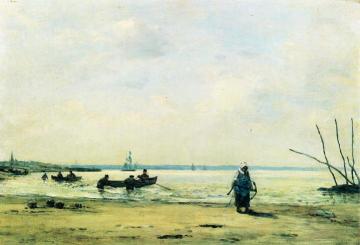 The Shore at Low Tide near Honfleur Artwork by Eugène-Louis Boudin