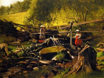 Fishing - Fort Lee, New Jersey Artwork by John George Brown