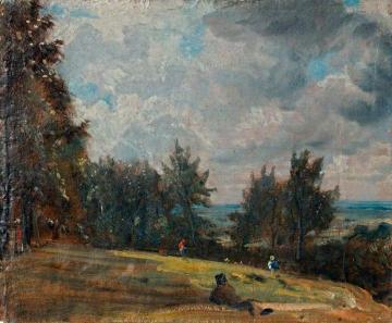 A View at Hampstead with Trees and Figures Artwork by John Constable
