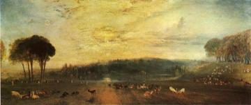 The Lake, Petworth: sunset, fighting bucks Artwork by Joseph Mallord William Turner