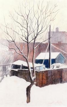 Winter Backyards Artwork by Joseph Stella
