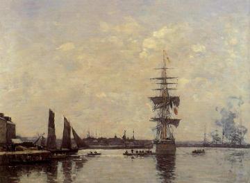 Sailing Boats at Quay Artwork by Eugène-Louis Boudin