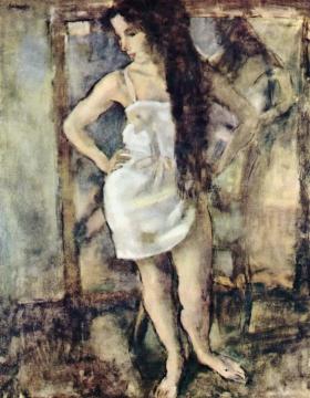 Young Girl Standing Artwork by Jules Pascin