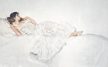 A Study In White Artwork by Sir William Russell Flint