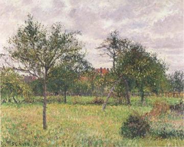 Afternoon in Eragny - grey weather Artwork by Camille Pissarro
