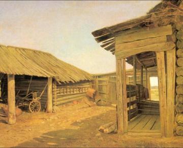 Country Courtyard Artwork by Ivan Ivanovich Shishkin