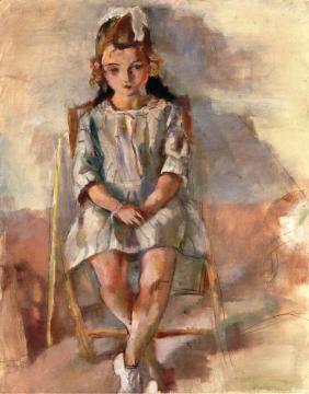 Seated Girl Artwork by Jules Pascin