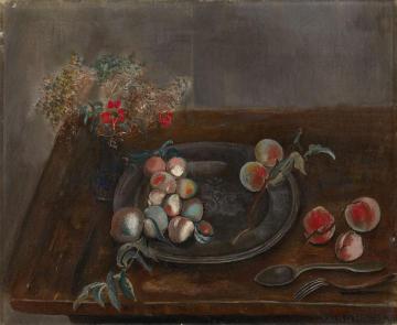 Still Life With Fruit And Flowers On A Table Artwork by Boris Grigoriev