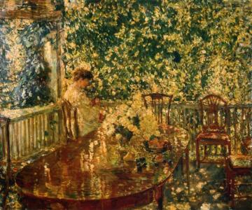 Summer Porch at Mr. and Mrs. C.E.S. Wood's Artwork by Frederick Childe Hassam