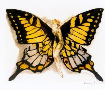 Fluttering Butterfly Artwork by Louis Icart
