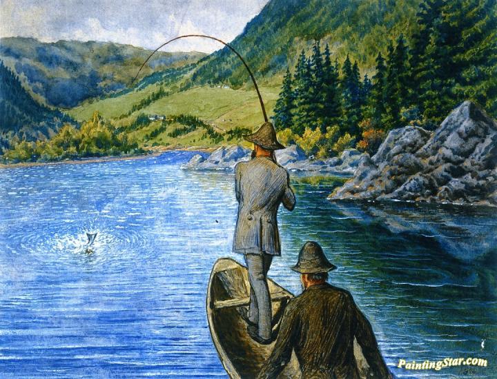 Fishing from a Boat Artwork by William George Richardson Hind