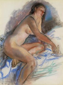 Nude with a candle. France Artwork by Zinaida Serebriakova