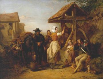 The Tired Soldier Resting at a Roadside Well Artwork by Frederick Goodall