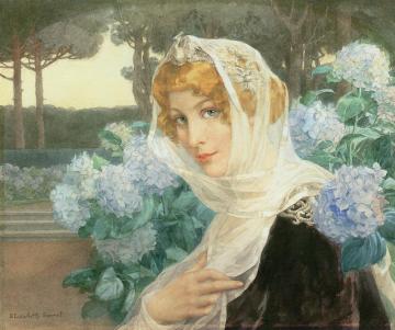 Jeune Femme Aux Hortensians Artwork by Elisabeth Sonrel