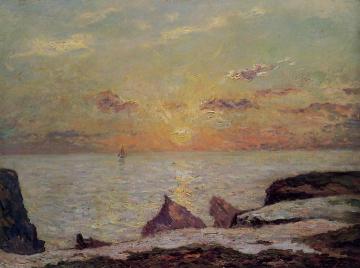 On the Cliffs of Belle Isle on Mer, Sunset Artwork by Maxime Maufra