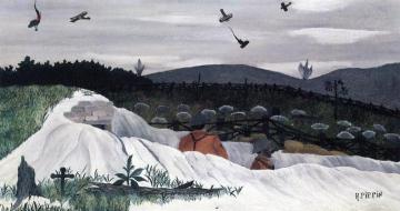 Dog Fight over Trenches Artwork by Horace Pippin