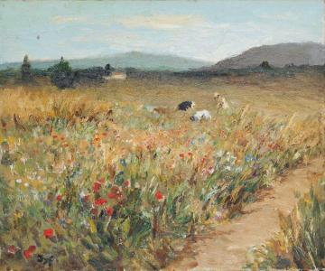 Figures Among The Flowers In Provence Artwork by Marcel Dyf
