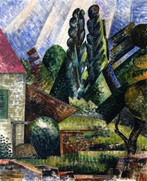House And Trees In Ceret Artwork by Auguste Herbin