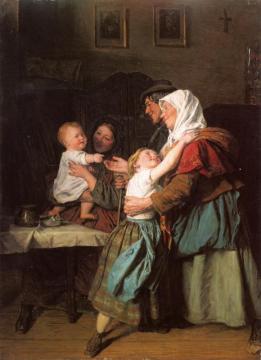 The Grandparents' Visit Artwork by Ferdinand Georg Waldmuller