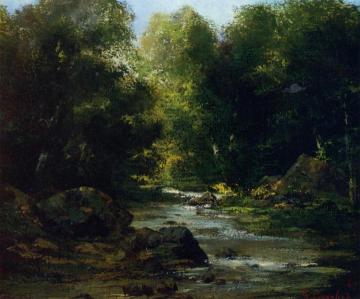 River Landscape Artwork by Gustave Courbet