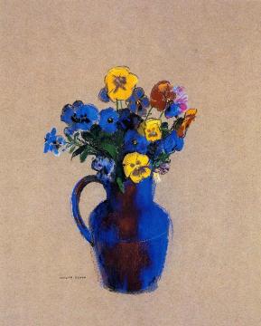 Vase of Flowers - Pansies Artwork by Odilon Redon