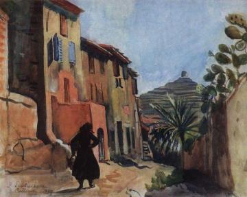 Collioure. Street with a palm tree Artwork by Zinaida Serebriakova