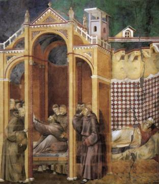 Legend Of St Francis: 21. Apparition To Fra Agostino And To Bishop Guido Of Arezzo (upper Church, San Francesco, Assisi) Artwork by Giotto di Bondone