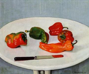 Still Life With Red Peppers On A White Lacquered Table Artwork by Felix Vallotton