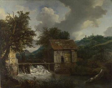 Two Watermills and an Open Sluice at Singraven Artwork by Jacob van Ruisdael