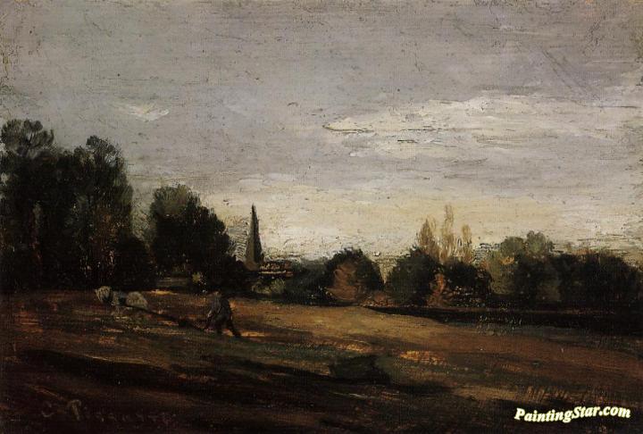 Peasant Working in the Fields Artwork by Camille Pissarro