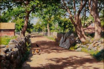 Village Street Artwork by Johan Krouthén