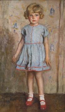 Portrait Of A Young Girl Wearing Blue Artwork by Harrington Mann