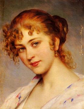 A Portrait Of A Young Lady Artwork by Eugen Von Blaas