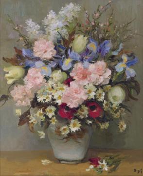 Carnations And Lilac Artwork by Marcel Dyf
