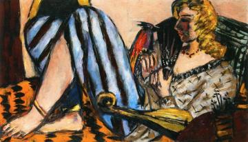 Woman with Red Rooster Artwork by Max Beckmann