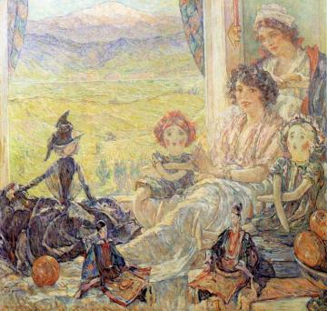 Young Girl with Dolls Artwork by Robert Lewis Reid