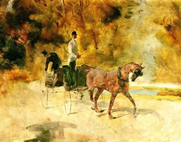 A Dog Cart Artwork by Henri de Toulouse-Lautrec