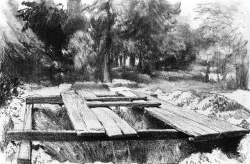 Cemetery Among The Trees, With An Open Grave Artwork by Adolph von Menzel