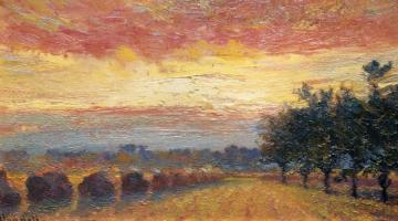Haystacks Under A Rainy Sky Artwork by Robert Vonnoh