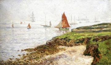 The Bay of Quiberon, Foggy Morning, the Squadron Artwork by Maxime Maufra