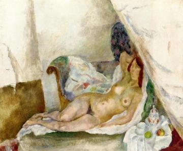 Nude with Drapery Artwork by Jules Pascin