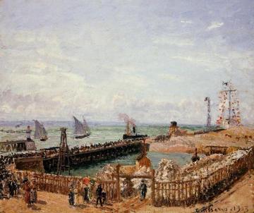 The Jetty, Le Havre - High Tide, Morning Sun Artwork by Camille Pissarro