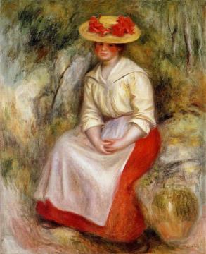 Gabrielle in a Straw Hat Artwork by Pierre Auguste Renoir