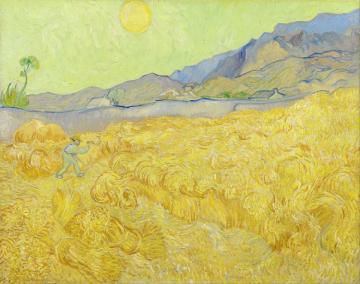 Wheat Field Behind Saint-paul Hospital With A Reaper Artwork by Vincent Van Gogh