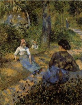 Peasants Resting Artwork by Camille Pissarro