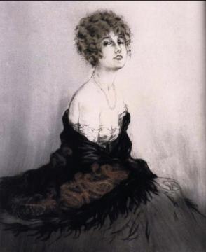 Feathered Shawl Artwork by Louis Icart