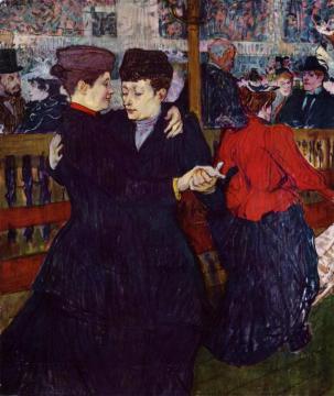 At The Moulin Rouge: The Two Waltzers Artwork by Henri de Toulouse-Lautrec
