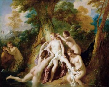 Diana And Nymphs Bathing Artwork by Jean François De Troy