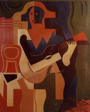 Harlequin With Guitar Artwork by Juan Gris
