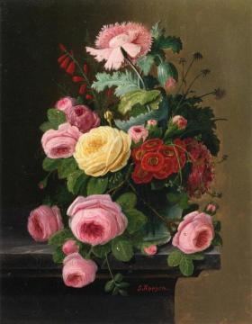 Still LIfe with Flowers, Mainly Roses Artwork by Severin Roesen